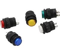 5Pcs 4pin Momentary/Latching Type 16MM LED Lampada Rotonda Reset Pulsante Interruttore 3A/250VAC (Color : Red, Size : Momentary)(Yellow,Latching)