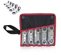 5pcs a tasca a tasca a testa flessibile nano a doppia trazione, set di chiavi a cricchetto a testa flessibile, metrica per chiavi a cricchetto a doppia scatola 8-19 mm, per spazi stretti (1set)