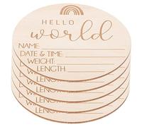 5pcs Bambino Primo Anno Crescita Carte Mondo Neonato di Nascita Annuncio di Consiglio di Annuncio Qui Adesivi Appelli Neonato Nursery Neonato Legno Blocchi