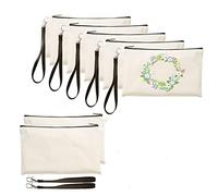 5PCS bianco vuoto DIY Craft Bag Canvas Cosmetic Bag Pencil Bags con cordino da polso per fai da te mestiere viaggio accessori di bellezza borsa di immagazzinaggio, bianco, Taglia unica