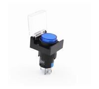 5pcs blue 12v LA16 light push button switch 16mm with light with 16mm mounting hole dust cover self-locking