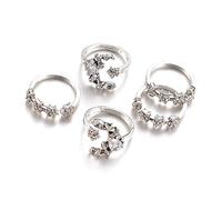 5pcs Boemia Knuckle Anelli Per Le Donne Piccolo Cristallo Stella Luna Finger Knuckles Anello Set Femminile Vintage Festa di Nozze Gioielli Regalo Moda Libro