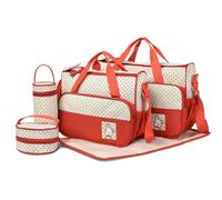 5pcs Borse Fasciatoio per Neonati Set Borse per il Cambio Pannolini Modello Tascapane Multifunzione Pannolino Messenger Borsa da Cambio Neonato Sacchetto Pannolino (Rosso)