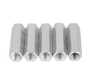 5pcs Dadi di accoppiamento parti di fissaggio dadi Hex Long Rod Sleeve Dado in acciaio al carbonio Attacco filettato M10(M10*50)