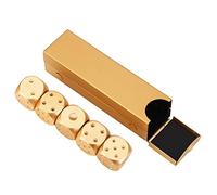 5pcs Dadi di Gioco da Tavolo, Giochi da Tavolo in Lega di Alluminio Gioco da Poker Set di Dadi con Scatola di immagazzinaggio per Giochi da Monopolio di Poker(Oro-2