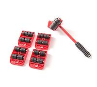 5PCS di sollevamento per mobili tipo pesante con 4 ruote a pad scorrimento operazione manuale struttura in acciaio ad alta durezza grande capacità carico principio della leva risparmio lavoro supporto