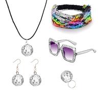 5Pcs Discoteche 1950 1960 1970 80 Set Rockstars Cool Outfits Per Halloween Festa di Compleanno Costume Dress Up Accessori