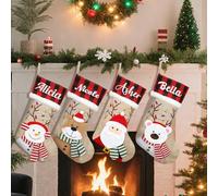5Pcs Divertente Fai Da Te Personalizzato 45,7 cm Grande Santa Calza di Natale, Personalizzato Nome Ricamato Calze di Natale Tradizionali per Camino Decorazione Della