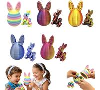 5PCS Easter 3D Printing Mystery Rabbit Egg Fidget Toy,3D Printed Easter Eggs with Bunny Inside,Surprise Egg Party Favors with Bunny Inside,Easter Basket Stuffers,3D Printed Animals Gift for Decor (B)