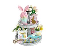 5PCS Easter Gnome Decor Set - Glitter Signs, Plush & Garland for Rustic Spring Display