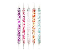5PCS -ended Nail Art punteggiatura con strass Picker manico acrilico strumenti per disegno floreale dettagli fini e facile da