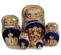 5pcs Fatto a Mano Dalla Russia Nidificazione Bambola Di Chiese Bruciata Legno (7