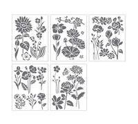5Pcs Fiore Farfalla Modelli PET Disegno Stencil per Legno Segno Scrapbooking Pittura Decorazione Della Parete PET Modelli di Arte
