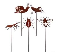 5PCS Garden Ferro Insetto Silhouette Resistente Alle Condizioni Resistente All'aperto Paletti Decorativi per Migliorare