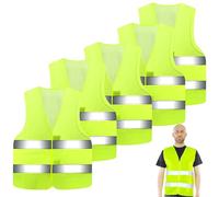 5PCS Gilet Di Sicurezza Riflettente, Verde Fluorescente Gilet Alta Visibilità, Giubbotto Di Sicurezza Con 2 Strisce Riflettenti, Gilet Catarifrangente Per Addetti Alla Pulizia Lavori Stradali Ciclismo