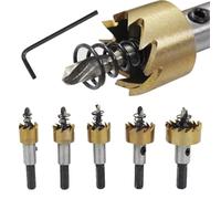 5Pcs HSS Hole Saw Drill Bits Stainless Steel Alloy Metal Milling Cutters Drill Bit Set 16/18.5/20/25/30mm +5 Wrenches