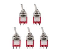 5Pcs Interruttore a Levetta AC 2A / 250V AC 5A / 120V ON-ON Toggle Switch a 2 Posizioni 3PDT a 9 Poli, Diametro Testa 6mm
