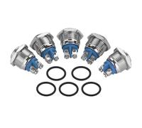 5pcs interruttori a pulsante in metallo Interruttore a pulsante momentaneo impermeabile Avviamento automatico ON/OFF a ripristino automatico con foro di montaggio 16 mm(convex head)