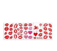 5PCS Kiss Lips Temporary Tattoos,Lipstick Kiss Temporary Tattoo,Red Lips Temporary Stickers,Realistic Kiss Lip Sticker, for Kid Teens Adult (A1)