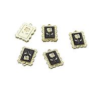 5Pcs Lega Vintage Rosa Floreale Pendenti Smalto Bracciale Goccia Olio Charms per FAI DA TE Moda Gioielli Che Fanno Forniture Accessori Moda con bello