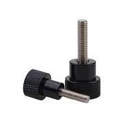 5pcs M5 M6 in lega di alluminio + vite a testa zigrinata in acciaio inossidabile Manopola con impugnatura a passo Viti a bullone, Nero