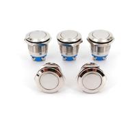 5Pcs Metal 19mm Momentary OFF-MOM Flat Round Push Button Switch Screw Connection RRBXXUYN