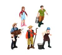 5pcs Mini Farm People Figurines Durable Painted Landscape Figures for Layout Models Including Farmer, Milking Woman, Shepherd for Themed Parties