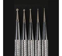 5PCS nail art dotter doppia in acciaio INOX fine Design painting Picking DOT gemme di strass di cristallo acrilico manicure Tools