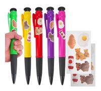 5PCS Penna a Sfera Giganti 28cm, Penne Biro Jumbo Oversize con 10 Adesivi Carini, Penne a Sfera Retrattili Divertenti di Grandi Dimensioni, Grande Penna Sfera per I Regali Decor (Diametro 3cm)