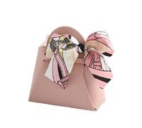 5Pcs Piccolo Sacchetto di Caramelle di Cuoio Bowknot Scatola Regalo Della Borsa Forma Nastro Scatole di Caramelle Sacchetto Regalo, rosa, 1 count (Pack of 1)
