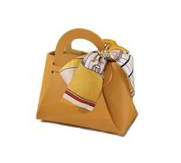 5Pcs Piccolo Sacchetto di Caramelle di Cuoio Bowknot Scatola Regalo Della Borsa Forma Nastro Scatole di Caramelle Sacchetto Regalo, Giallo