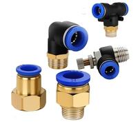 5Pcs Pneumatic Air Connector Fitting PC PCF SL PB PX PL 10mm 12mm 14mm 16 Thread M5 3/4" 1 2 way Hose FittingsQuick Connectors(OD10mm-3I8)