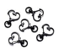 5Pcs Portachiavi a Forma di Cuore Moschettone Ganci Moschettone Fibbie Fibbie per Collana Portachiavi Chiusura Fai da Te Accessori-Nero