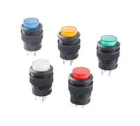 5Pcs R16 Power Switch Button R16-503 Blue Yellow White LED R16-503B R16-503A Latching Reset Button 2P 4P Self-lock No Lock Reset MQXFCZUX(Green 2P Lock)