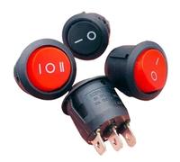 5PCS Rotondo Nero KCD1 rosso 3Pin SPST 3 Posizione ON-OFF-ON 2 Posizione ON-OFF Interruttore A Bilanciere Barca 6A 220V 10A 125V NO LED 20mm(Black ON-OFF-ON)