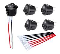 5PCS Round Rocker Interruttore ON-OFF, Interruttore a commutazione 12V Mini interruttore a bilanciere Interruttore di retrofit rotondo 20MM 2 pin 6A 250V 10A 250V IP50 Per moto, limousine