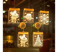 5Pcs/Set Christmas Decoration Lights LED Bell Snowflake Light String 3D Acrylic Hanging Home Window Wall Lamp (Color : A Size : 11.516cm)