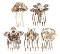 5pcs/set pettini decorativi per donne, cuccioli di capelli francesi in lega vintage con perle e strass, francese retrò per donne velo da sposa velo da testa