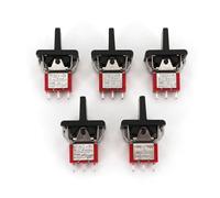 5Pcs SH T80-R Series R8016A-P14 3Pin Momentary MOM-OFF-MOM Self-Return SPDT Rocker and Paddle Switch EKFBQBGW(5Pcs Black)