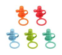 5Pcs Silicone Water Bottle Toppers - Spill-Proof Squeeze Pouch Cap Spouts | Universal Leakproof Reusable Silicone Lids, Built-In Lanyard Loop Hook, 5 Vibrant Colors (Blue Emerald Green Red Orange), Foo
