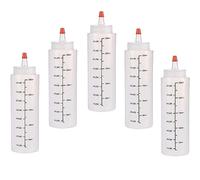 5pcs Squeeze Bottle,250ml Bottiglia per Squeeze con Tappi,Trasparente Condimento Dispenser- a Prova di Perdite e Senza BPA,per Salsa Condimento Ketchup Maionese Olio