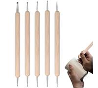5PCS Strumento per goffratura Punte doppie Strumenti per punteggiare per dipingere e scolpire Penna per goffratura in acciaio con manico in legno per carta trasferibile Nail Art