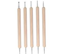 5PCS Strumento per goffratura Punte doppie Strumenti per punteggiare per dipingere e scolpire Penna per goffratura in acciaio con manico in legno per carta trasferibile Nail Art Strumento per puntegg