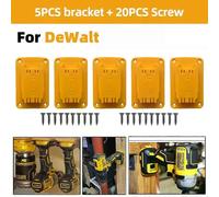 (5PCS Tool Holder) 5PCS Tool Mount and Battery Holder Set for Dewalt 20V Drill Tools Wall Mount Storage Bracket Machine Fixing Rack Organization