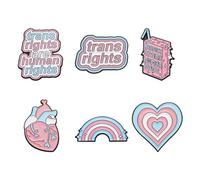 5PCs Trans Rights Are Human Rights Transgender Pride Spilla a forma di cuore Spilla Spilla Spilla Distintivi Cuore Organo Arcobaleno Smalto Pin
