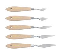 5pcs Vernice Acrilica Artigianato Tavolozza Piccola Arte Spatola Strumento Plastica Pallet Kit Acciaio Inox Manico in Legno Cazzuola Set Grande Acquerello Olio Mini Canva Rock Painting Spray Artista