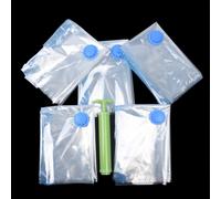 5pcs Vuoto Conservazione Compressa Trasparente Borsa da Viaggio Risparmio Spazio