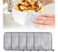 5PCS Wire Dishwashing Rags, Straccio Metallico Multiuso, Straccio di Filo D'argento, Panni Magici Argentati per La Pulizia A Umido e A Secco, Panni per La Pulizia Della Cucina e Della Casa, 20x20 cm