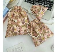 5pcs Women Cute Cloth Floral Makeup Bag Pouch Women Kawaii Coin Skincare Storage Organizer Travel Cosmetic Bag Drawstring Case