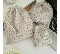 5pcs Women Cute Cloth Floral Makeup Bag Pouch Women Kawaii Coin Skincare Storage Organizer Travel Cosmetic Bag Drawstring Case